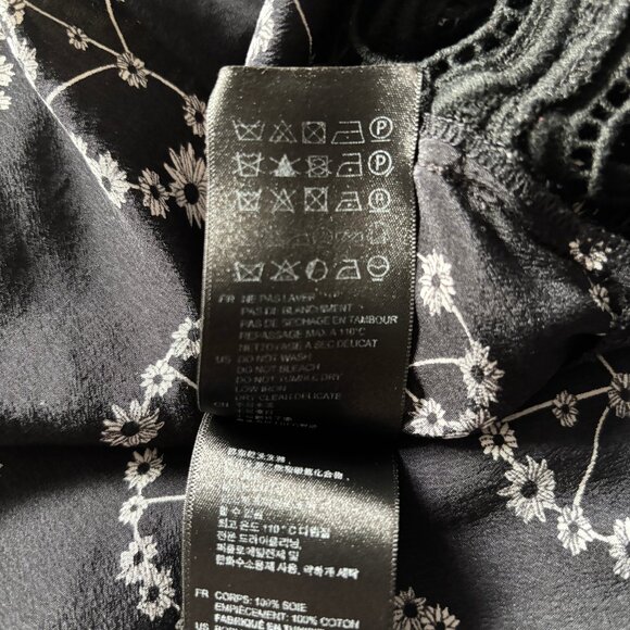 M/L Sandro 100% Silk Peace and Flowers Mini Dress - Picture 11 of 14